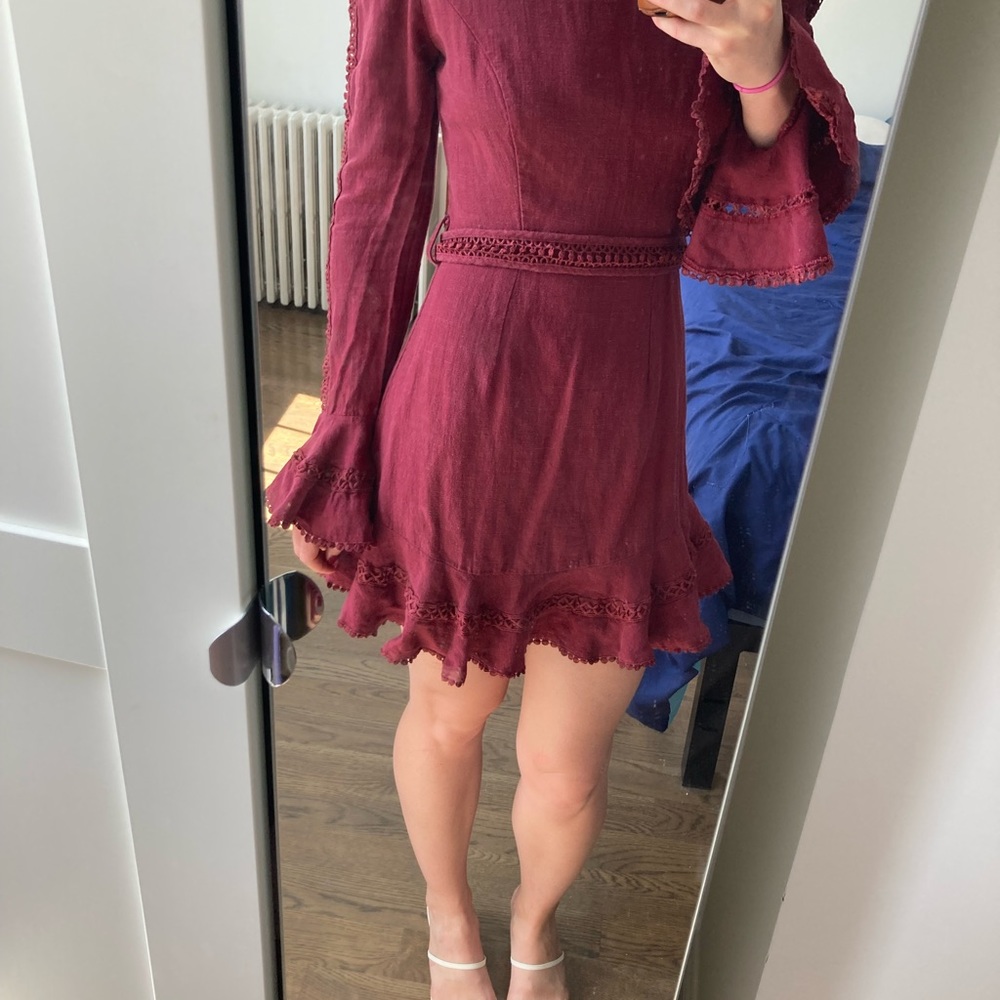 Red Linen Mini Dress - Picture 3 of 3